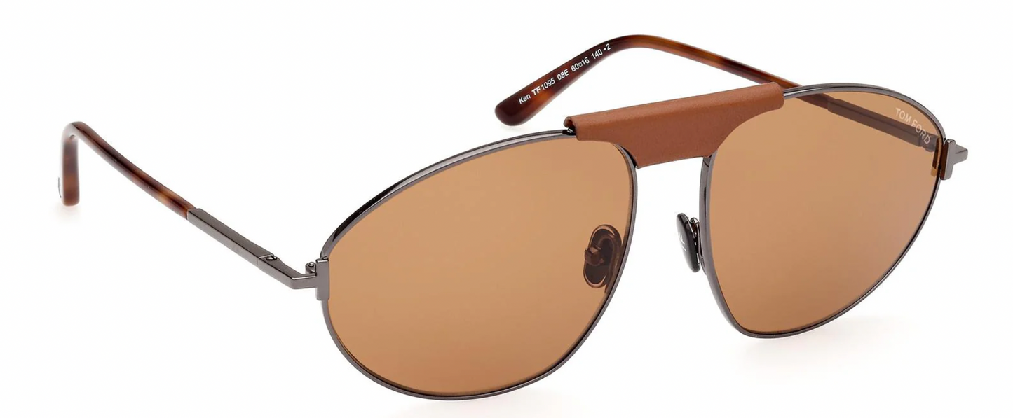 Lunettes de soleil Tom Ford Ken FT1095 08E - Monture canon de fusil brillante / Verres bruns